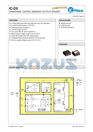 IC-DXDFN6 datasheet - UNIVERSAL DIGITAL SENSOR OUTPUT DRIVER