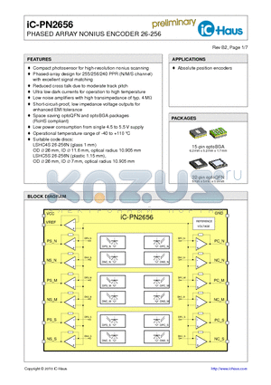 IC-PN2656 datasheet - PHASED ARRAY NONIUS ENCODER 26-256