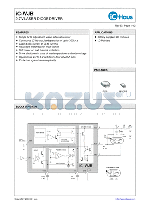 IC-WJBSO8 datasheet - 2.7 V LASER DIODE DRIVER