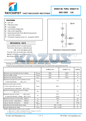 ERB37-08 datasheet - FAST RECOVERY RECTIFIER