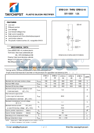 ERB12-04 datasheet - PLASTIC SILICON RECTIFIER