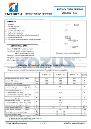 ERB38-04 datasheet - HIGH EFFICIENCY RECTIFIER