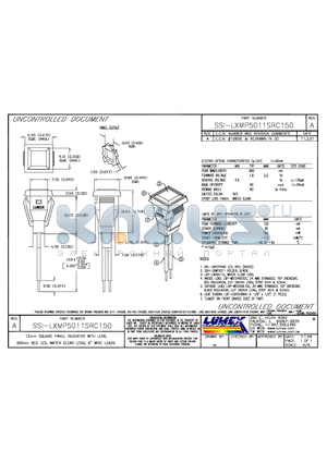 SSI-LXMP5011SRC150 datasheet - 12mm SQUARE PANEL INDICATOR WITH LENS