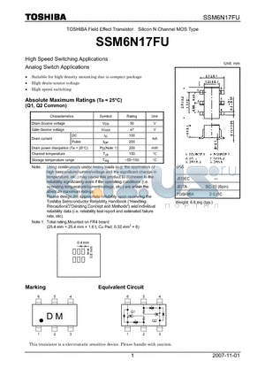 SSM6N17FU_07 datasheet - High Speed Switching Applications