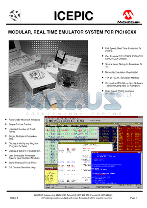 ICEPIC datasheet - MODULAR, REAL TIME EMULATOR SYSTEM FOR PIC16CXX