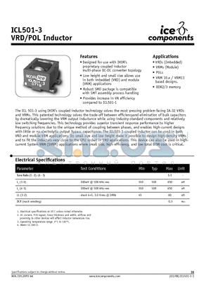 ICL501-3 datasheet - VRD/POL Inductor