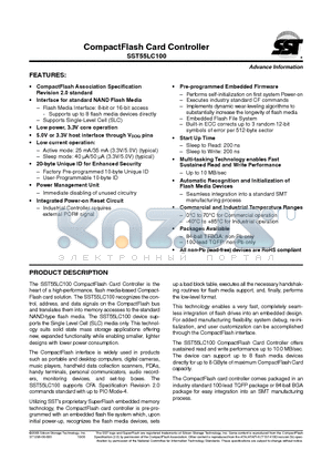 SST55LC100-45-I-BWE datasheet - CompactFlash Card Controller