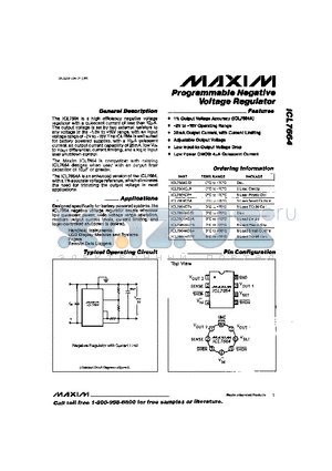 ICL7664CTV datasheet - Programmerble Negative Voltage Regulator