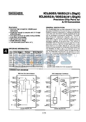 ICL8052CPD datasheet - Precision Chip Pairs for A/D Conversion