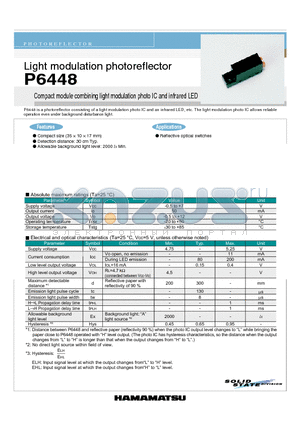 P6448 datasheet - Light modulation photoreflector