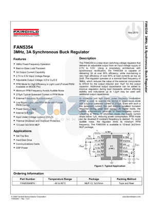 FAN5354MPX datasheet - 3MHz, 3A Synchronous Buck Regulator