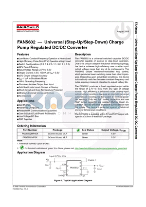 FAN5602MP5X datasheet - Universal (Step-Up/Step-Down) Charge Pump Regulated DC/DC Converter
