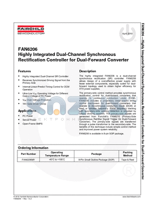 FAN6206 datasheet - Highly Integrated Dual-Channel Synchronous Rectification Controller