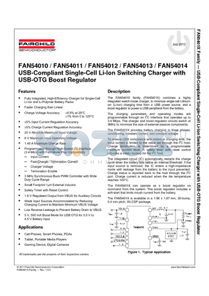 FAN54014UCX datasheet - FAN54010 / FAN54011 / FAN54012 / FAN54013 / FAN54014