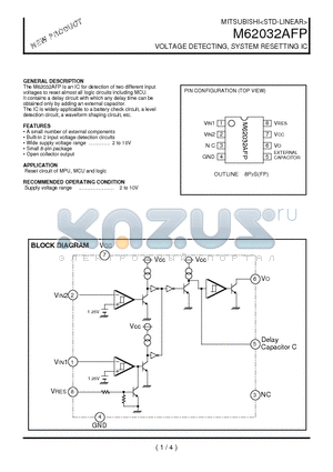 M62032AFP datasheet - VOLTAGE DETECTING, SYSTEM RESETTING IC