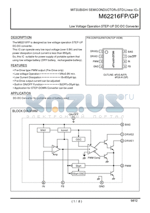 M62216FP datasheet - Low Voltage Operation STEP-UP DC-DC Converter