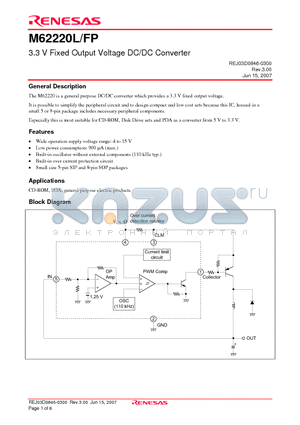 M62220L datasheet - 3.3 V Fixed Output Voltage DC/DC Converter