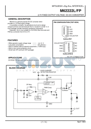 M62222L datasheet - 2.7V FIXED OUTPUT VOLTAGE DC-DC CONVERTER