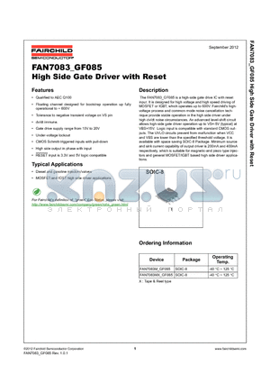 FAN7083_12 datasheet - High Side Gate Driver with Reset