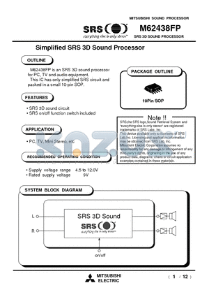 M62438FP datasheet - SRS 3D SOUND PROCESSOR