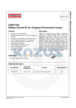 FAN7710V datasheet - Ballast Control IC for Compact Fluorescent Lamps