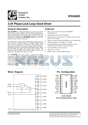 ICS2509 datasheet - 3.3V Phase-Lock Loop Clock Driver