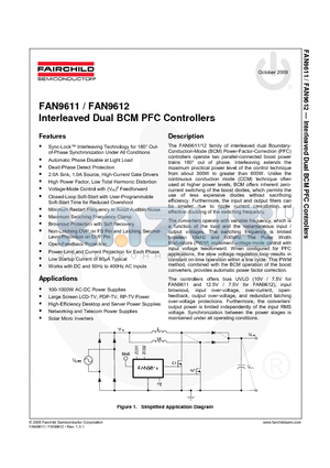 FAN9612 datasheet - Interleaved Dual BCM PFC Controllers