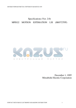 M65727FP datasheet - MPEG2 MOTION ESTIMATION LSI