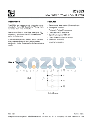 ICS553MI datasheet - LOW SKEW 1 TO 4 CLOCK BUFFER