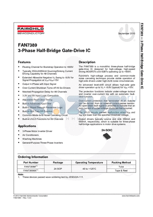 FAN7389M datasheet - 3-Phase Half-Bridge Gate-Drive IC