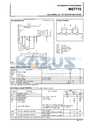 M67715 datasheet - 1240-1300MHz,8V,1.2W,SSB PORTABLE RADIO