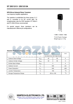 ST2SC1213A datasheet - NPN Silicon Epitaxial Planar Transistor