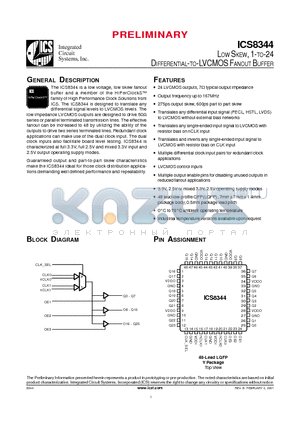 ICS8344 datasheet - LOW SKEW, 1-TO-24 DIFFERENTIAL-TO-LVCMOS FANOUT BUFFER