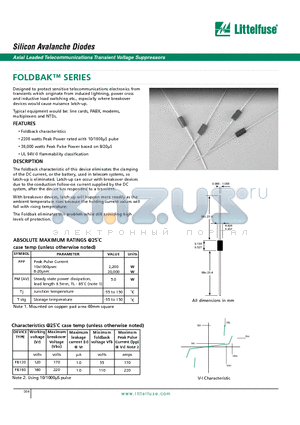 FB120 datasheet - Silicon Avalanche Diodes - Axial Leaded Telecommunications Transient Voltage Suppressors