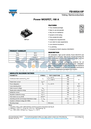 FB180SA10P datasheet - Power MOSFET, 180 A
