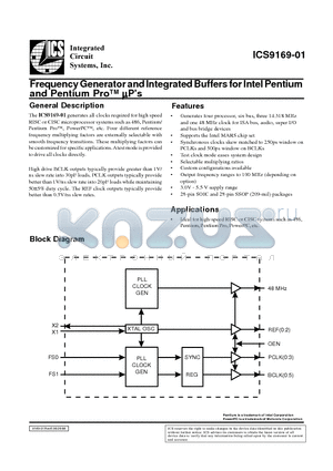 ICS9169F-01 datasheet - Frequency Generator and Integrated Buffers for Intel Pentium and Pentium ProTM mPs