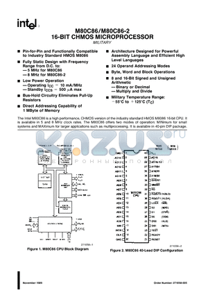 M80C86 datasheet - 16-BIT CHMOS MICROPROCESSOR