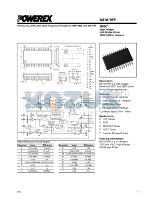 M81019FP datasheet - High Voltage Half-Bridge Driver 1200 Volts/a1 Ampere