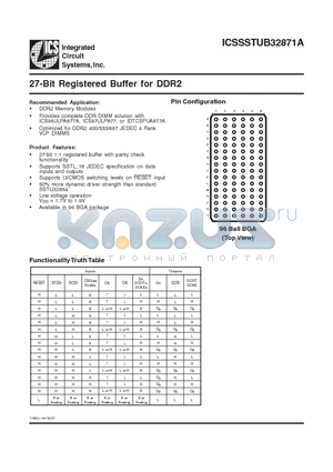 ICSSSTUB32871A datasheet - 27-Bit Registered Buffer for DDR2