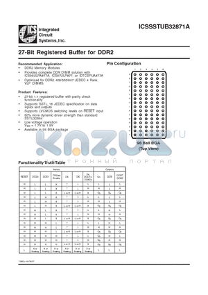 ICSSSTUB32871AZLFT datasheet - 27-Bit Registered Buffer for DDR2