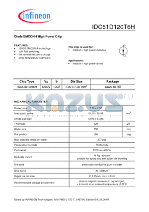 IDC51D120T6H datasheet - Diode EMCON 4 High Power Chip