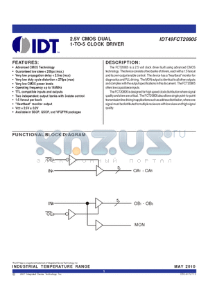 IDT49FCT20805_09 datasheet - 2.5V CMOS DUAL 1-TO-5 CLOCK DRIVER