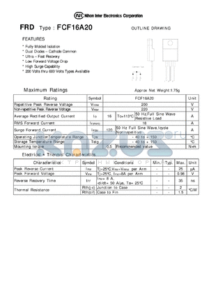 FCF16A20 datasheet - FRD - Low Forward Voltage Drop