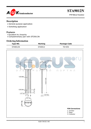 STA9012N datasheet - PNP Silicon Transistor