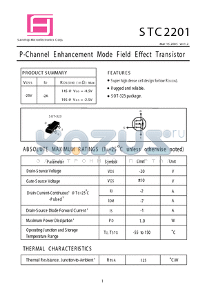 STC2201 datasheet - P-Channel E nhancement Mode Field Effect Transistor