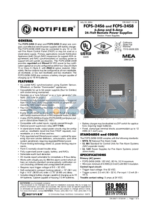 FCPS-24S6 datasheet - 6-Amp and 8-Amp 24-Volt Remote Power Supplies