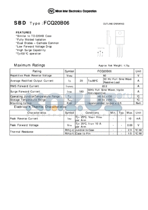 FCQ20B06 datasheet - SBD DUAL DIODES - CATHODE COMMON