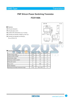 FCX1149A datasheet - PNP Silicon Power Switching Transistor