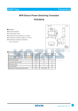 FCX1051A datasheet - NPN Silicon Power Switching Transistor