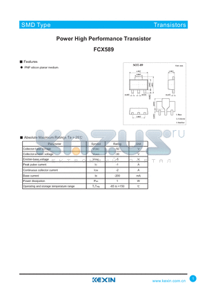 FCX589 datasheet - Power High Performance Transistor